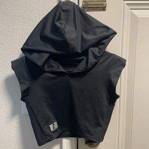Celestial Bodiez Hooded Black Crop Top Size Small
